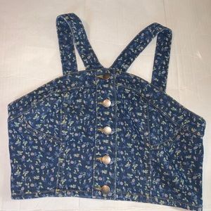 Afrm corset crop top Tiny Flowers Jean Button Down Size Med